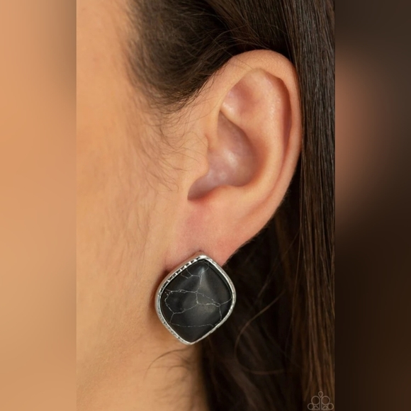 Marble Marvel Black Post Earrings Fabulous - Picture 2 of 4
